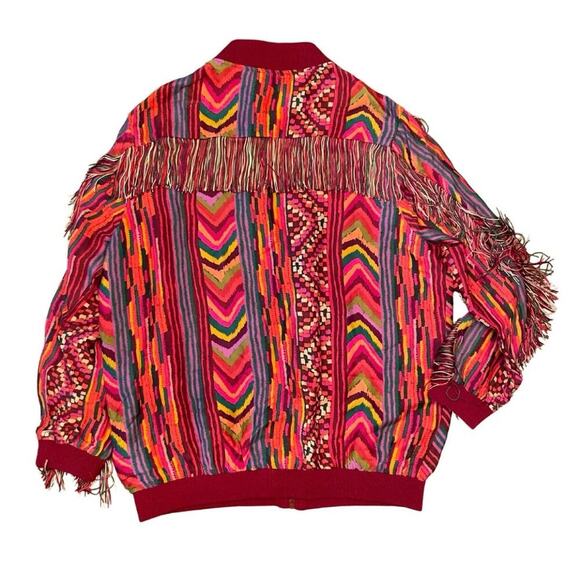 Farm Rio Red Striped Patches Bomber Jacket | Size XS / 433U - Picture 10 of 11